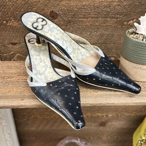 ESCADA Perforated Leather Slingback Mules – Size 35